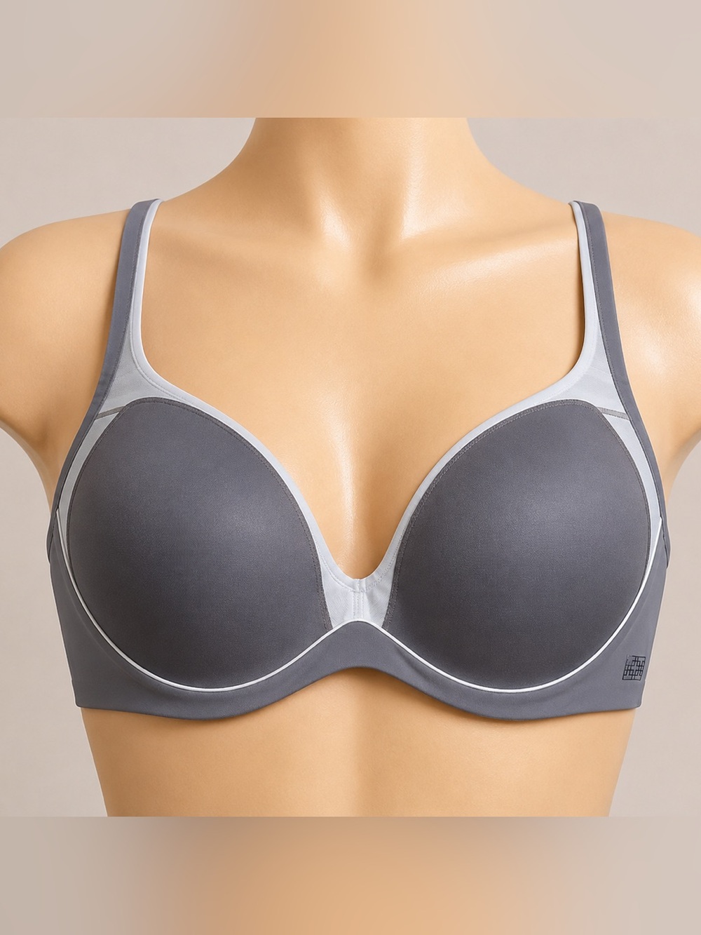 Natori 38D Moisture Wicking Underwire Bra Gray White Lined NWOT Discontinued